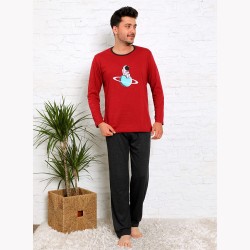 Piżama męska bawełna czerwona z nadrukiem M L XL 2XL